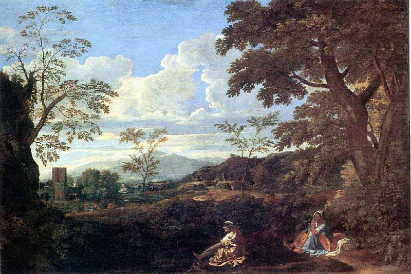 Paysage avec une femme se lavant les pieds, Nicolas Poussin